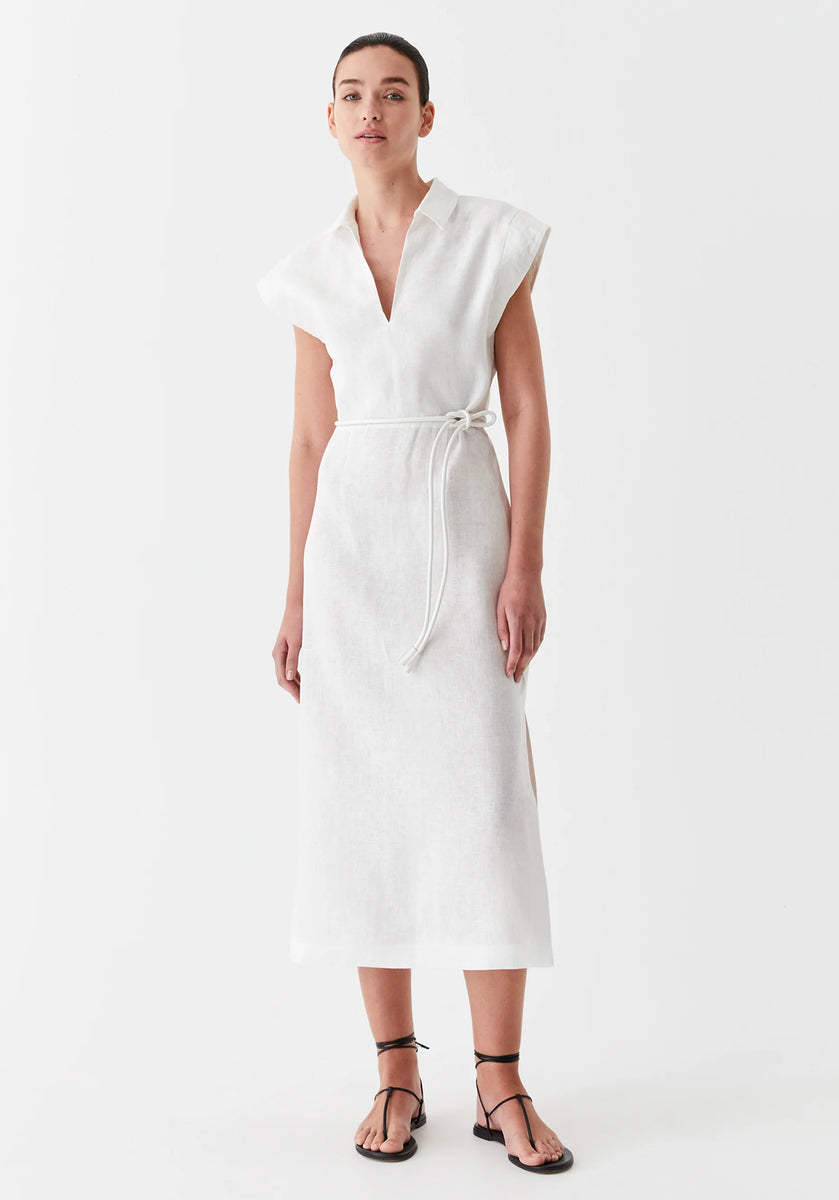 Belle Linen Dress Ivory