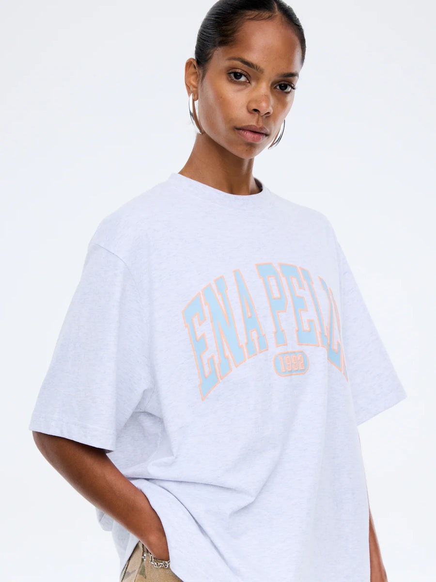JESSIE OVERSIZED TEE COLLEGIATE - MID GREY MARLE