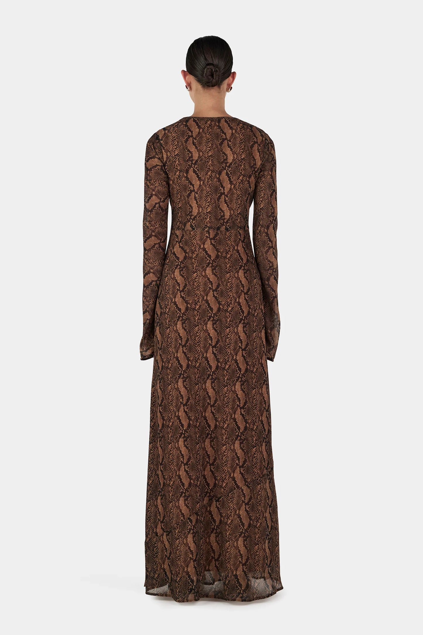 Hyacinth Maxi Dress Tan Python | Hansen & Gretal