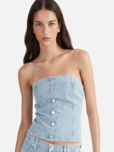 Load image into Gallery viewer, Diana Denim Bustier, Ice Blue Stripe | ENA PELLY
