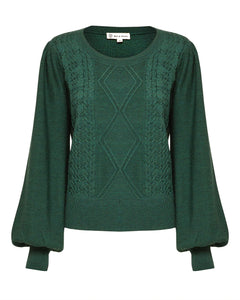 Glenora Cable Crew Top Moss | Iris and Wool