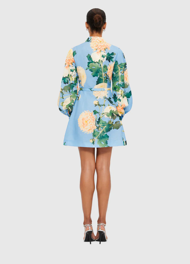 Luminous Linen Mini Dress - Hydrangea in Cornflower Blue