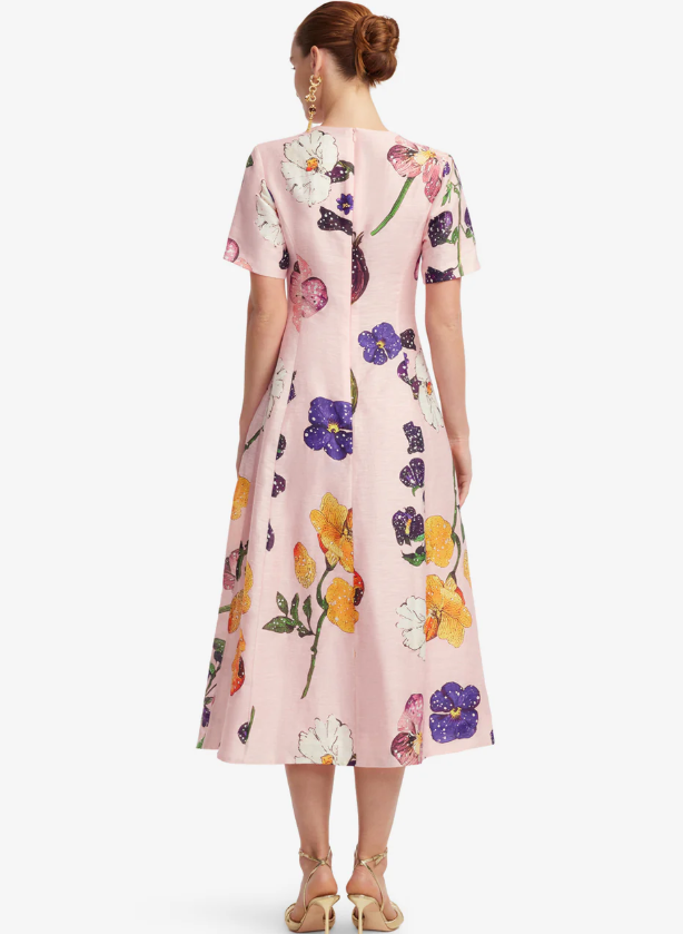 Caroline Short Sleeve Midi Dress | Leo Lin