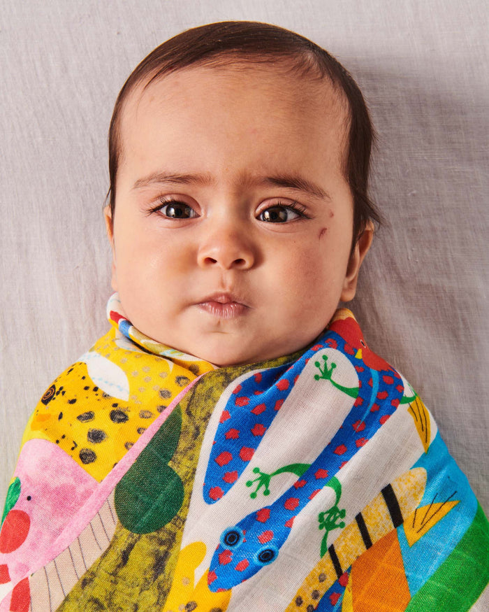 All Creatures Great & Small Bamboo Swaddle KIP & CO Ted & Olive