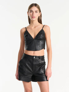 Sofia Leather Bralette, Black | Ena Pelly