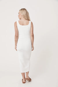 Crepe Knit Midi Dress, White | LEGOE
