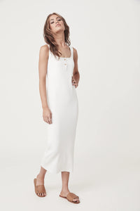 Crepe Knit Midi Dress, White | LEGOE