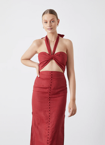 Danielle Linen Embroidered Midi Dress | Joslin Studio