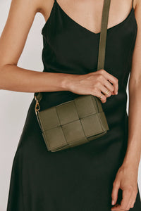 Margot Mini Khaki Leather Woven | Vestirsi