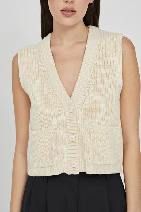 Oatmeal Cotton Knit Vest