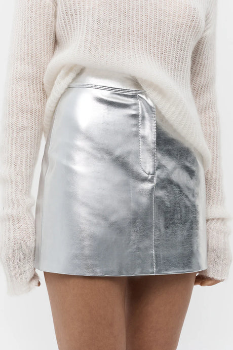 Musier Leather Mini Skirt Silver | Friend of Audrey