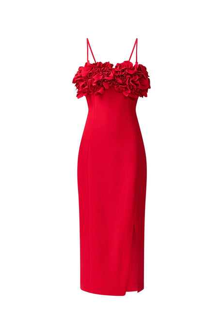 Lila Fitted Midi Dress in Red | Elliatt