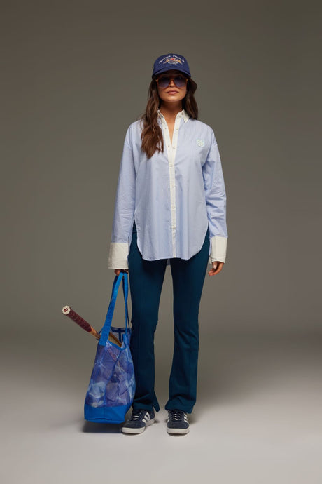 Club Cotton Shirt Blue Stripe | Araminta James