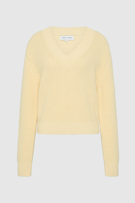 The Cotton Cashmere V-Neck, Butter | Friend of Audrey
