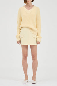 The Cotton Cashmere V-Neck, Butter | Friend of Audrey
