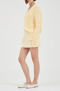 The Cotton Cashmere V-Neck, Butter | Friend of Audrey