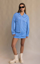Load image into Gallery viewer, Lottie Drill Mini Skirt Sea Blue | Araminta James