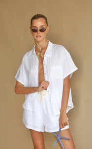 Cove Linen Shirt Set Snow | Araminta James