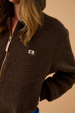 Load image into Gallery viewer, Sherpa Hooded Jacket Dark Chocolate | Araminta James