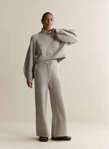 Elizabeth Wool Quilt Knit Pant, Grey | Joslin