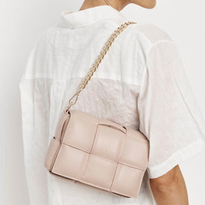 Margot Dusty Pink Leather Woven Bag - Vestirsi