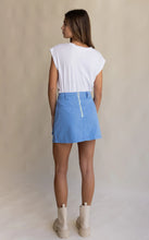 Load image into Gallery viewer, Lottie Drill Mini Skirt Sea Blue | Araminta James