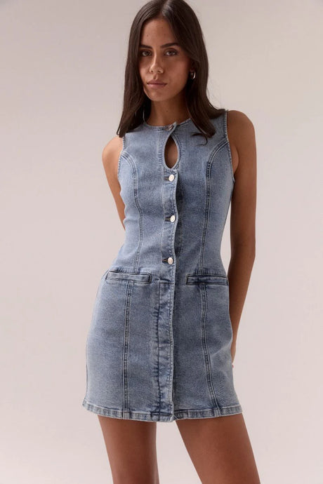 Etch Denim Mini Dress Heritage Blue |Sovere