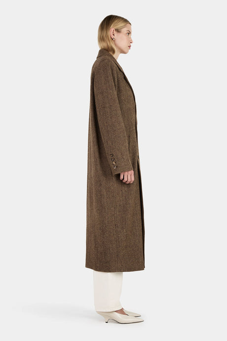 FREDERIK TAILORED COAT BROWN HERRINGBONE | Hansen & Gretal
