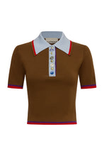 Load image into Gallery viewer, Josefina Knit Polo Chocolate | Alemais