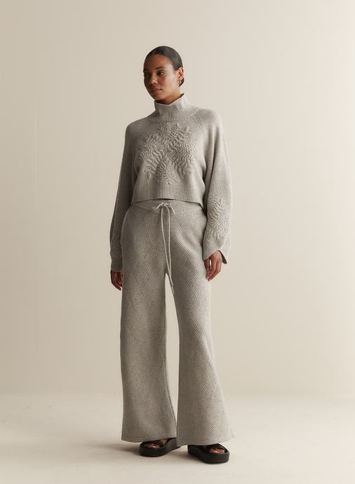 Elizabeth Wool Quilt Knit Pant, Grey | Joslin
