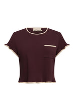 Load image into Gallery viewer, Bonetta Cotton Crop Tee Burgundy | Alemais