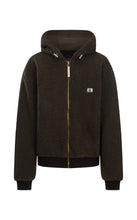 Load image into Gallery viewer, Sherpa Hooded Jacket Dark Chocolate | Araminta James