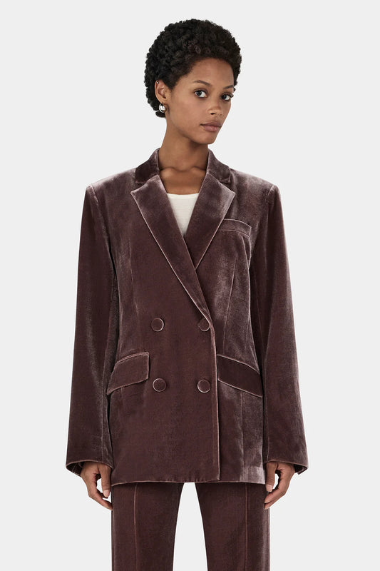 Alistair Velvet Blazer, Eggplant  | Hansen & Gretal