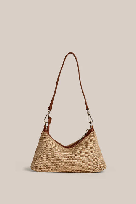 Ashley Tan Raffia Crossbody Bag | Vestirsi