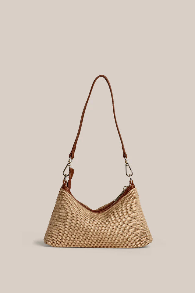 Ashley Tan Raffia Crossbody Bag | Vestirsi