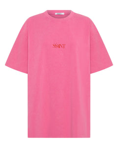 No Vacancy Tee Charcoal Acid Wash  Dark Pink| SŚAINT