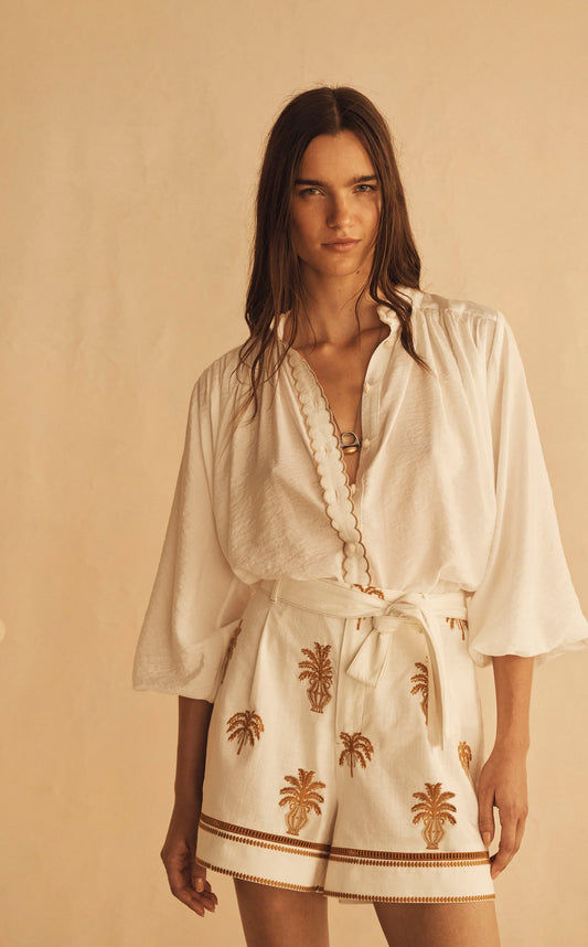 Bianca Scallop Billow Sleeve | AUR OCEÀ