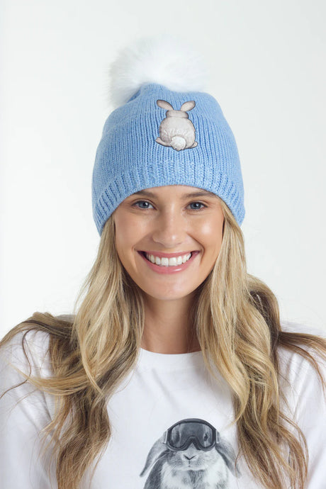 Snuxe Luxe Rabbit Beanie White, Pink and Blue | Snuxe