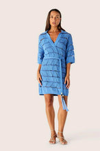 Load image into Gallery viewer, Clara Knit Kaftan Mini Dress Blue Gleam / MOS
