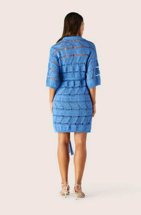 Clara Knit Kaftan Mini Dress Blue Gleam / MOS