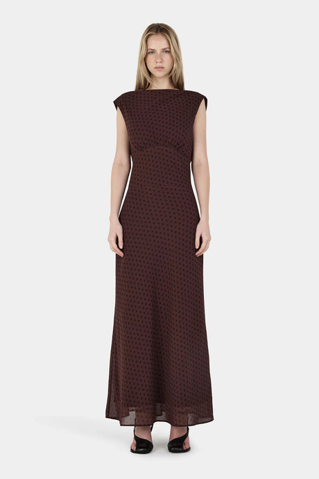 Carmela Bias Dress, Chocolate Polka | Hansen & Gretal