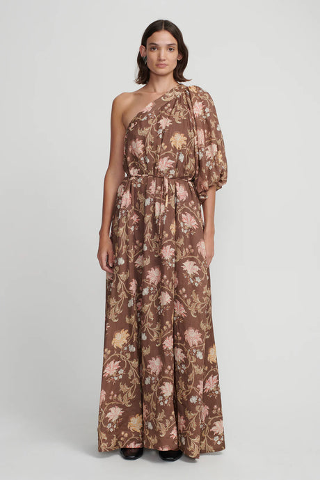 Carmen Maxi Dress, Carob Floral | Hansen & Gretel