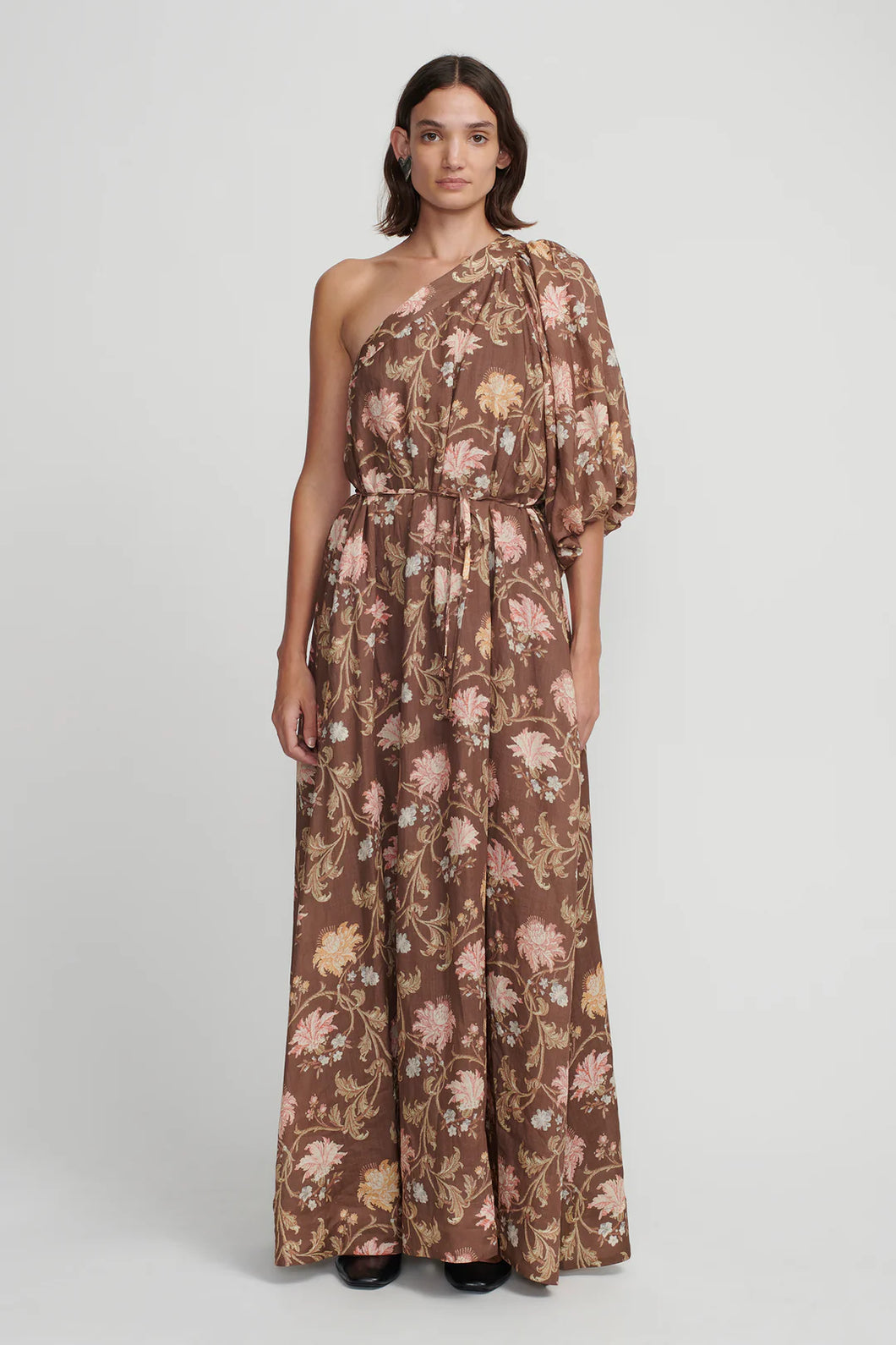 Carmen Maxi Dress, Carob Floral | Hansen & Gretel