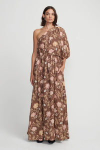 Carmen Maxi Dress, Carob Floral | Hansen & Gretel