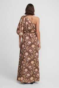 Carmen Maxi Dress, Carob Floral | Hansen & Gretel