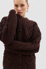 Load image into Gallery viewer, Big Cable Cardi Chocolate | Iris &amp; Wool