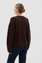 Load image into Gallery viewer, Big Cable Cardi Chocolate | Iris &amp; Wool