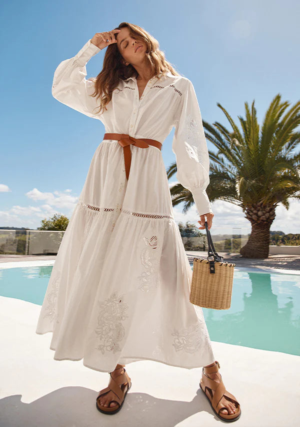 Helia Midi Dress, Ivory | MOS