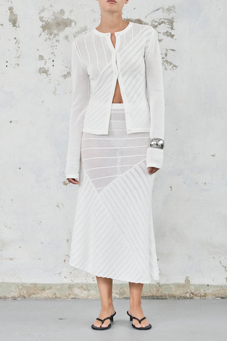 The Fine Crocket Knit Cardigan White / Friend of Audrey