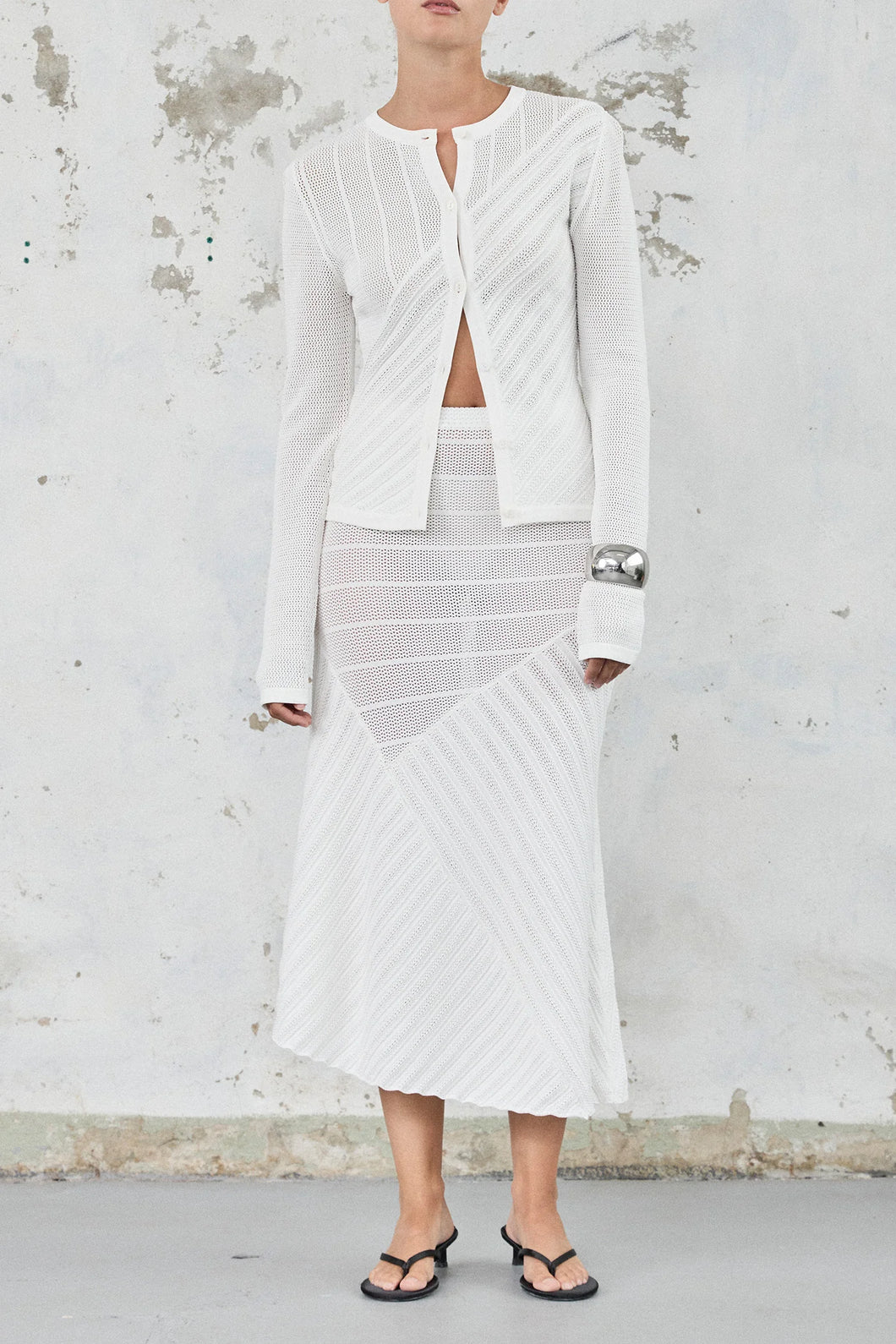 The Fine Crocket Knit Cardigan White / Friend of Audrey